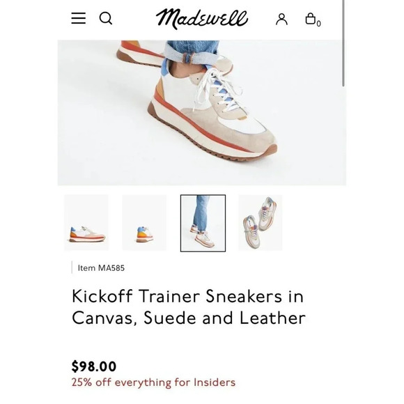 Madewell Kickoff Trainer Sneakers Colorblock Leather & Suede Womens 10 Mens 8.5 - Picture 2 of 12